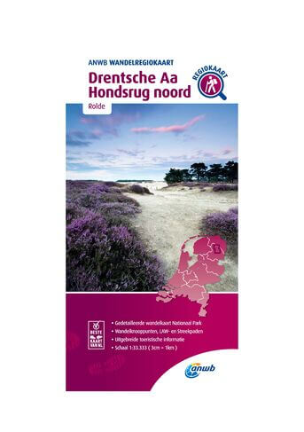 Wandelregiokaart Drentsche Aa, Hondsrug noord 1:33.333